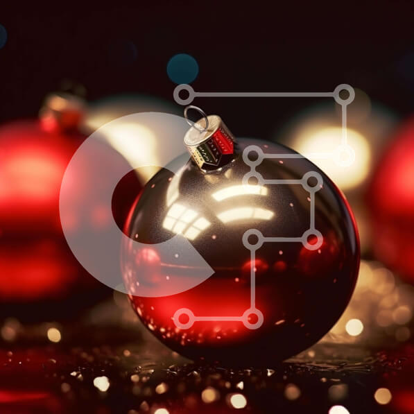 Intra Συλλεκτικό Ξύλινο Παζλ Plywood  4mm - Κόκκινα και ασημένια στολίδια μπάλας για εορταστική διακόσμηση Σε Ξύλινο Κουτί - Διαστάσεις: 10x10 cm – 25 κομμάτια