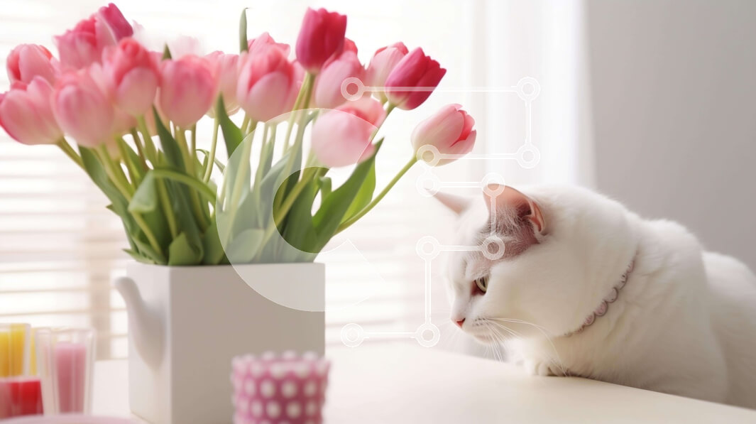 Σετ των 2 Intra Συλλεκτικό Ξύλινο Παζλ Plywood  4mm - Λευκή γάτα με ροζ λουλούδια και κεριά Σε Ξύλινο Κουτί - Διαστάσεις: 10x10 cm – 25 κομμάτια