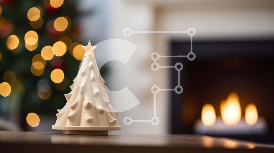 Intra Συλλεκτικό Ξύλινο Παζλ Plywood  4mm - Λευκό Χριστουγεννιάτικο Δέντρο δίπλα στο Τζάκι Σε Ξύλινο Κουτί - Διαστάσεις: 10x10 cm – 25 κομμάτια