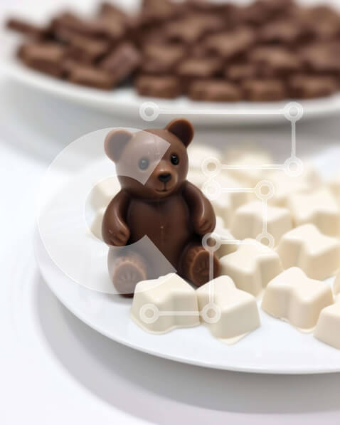 Σετ των 2 Intra Συλλεκτικό Ξύλινο Παζλ Plywood  4mm - Ποικιλία σοκολάτες και γλυκά σε λευκό πιάτο Σε Ξύλινο Κουτί - Διαστάσεις: 10x10 cm – 25 κομμάτια