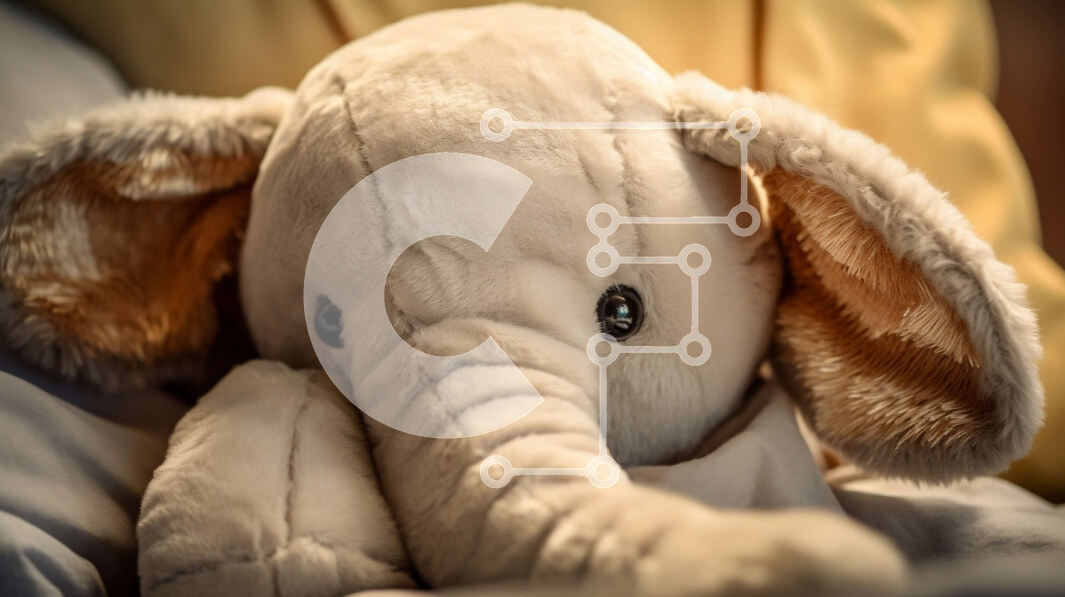 Intra Συλλεκτικό Ξύλινο Παζλ Plywood  4mm - Γεμιστός ελέφαντας που κοιμάται σε μαξιλάρια και κουβέρτες Σε Ξύλινο Κουτί - Διαστάσεις Puzzle: 10x10 cm – 25 κομμάτια