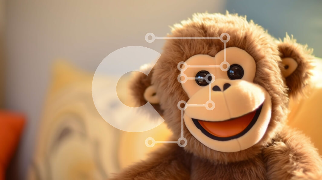 Intra Συλλεκτικό Ξύλινο Παζλ Plywood  4mm - Χαμογελαστός γεμισμένος πίθηκος στο κρεβάτι Σε Ξύλινο Κουτί - Διαστάσεις Puzzle: 10x10 cm – 25 κομμάτια