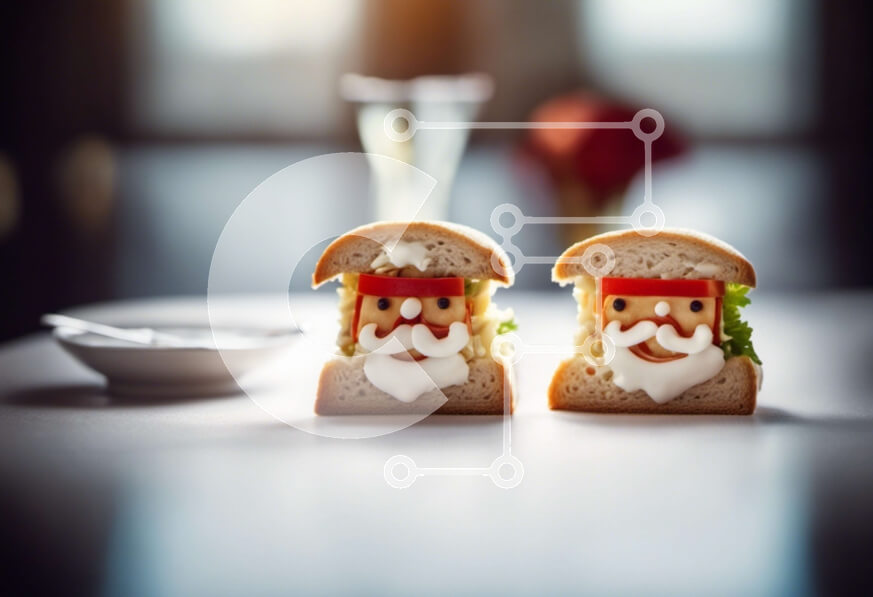 Σετ των 2 Intra Συλλεκτικό Ξύλινο Παζλ Plywood  4mm - Σάντουιτς Άγιου Βασίλη στο τραπέζι με κρασί Σε Ξύλινο Κουτί - Διαστάσεις: 10x10 cm – 25 κομμάτια