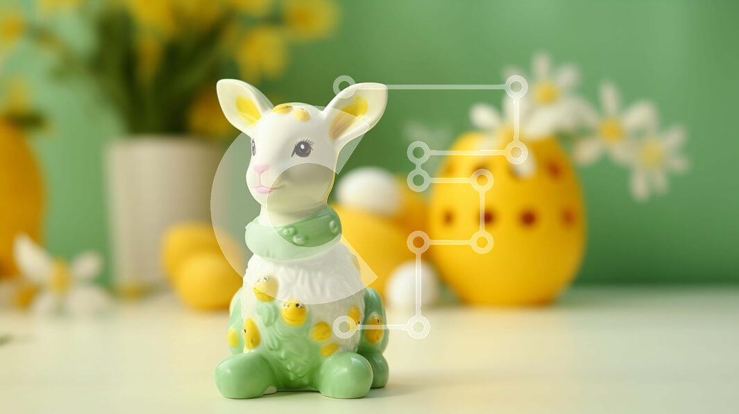 Intra Συλλεκτικό Ξύλινο Παζλ Plywood  4mm - Ειδώλιο λαγουδάκι του Πάσχα και αυγά με λουλούδια Σε Ξύλινο Κουτί - Διαστάσεις: 10x10 cm – 25 κομμάτια