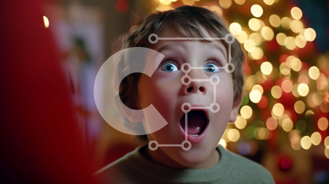 Intra Συλλεκτικό Ξύλινο Παζλ Plywood  4mm - Συγκινημένο αγόρι μπροστά από το στολισμένο χριστουγεννιάτικο δέντρο Σε Ξύλινο Κουτί - Διαστάσεις: 10x10 cm – 25 κομμάτια