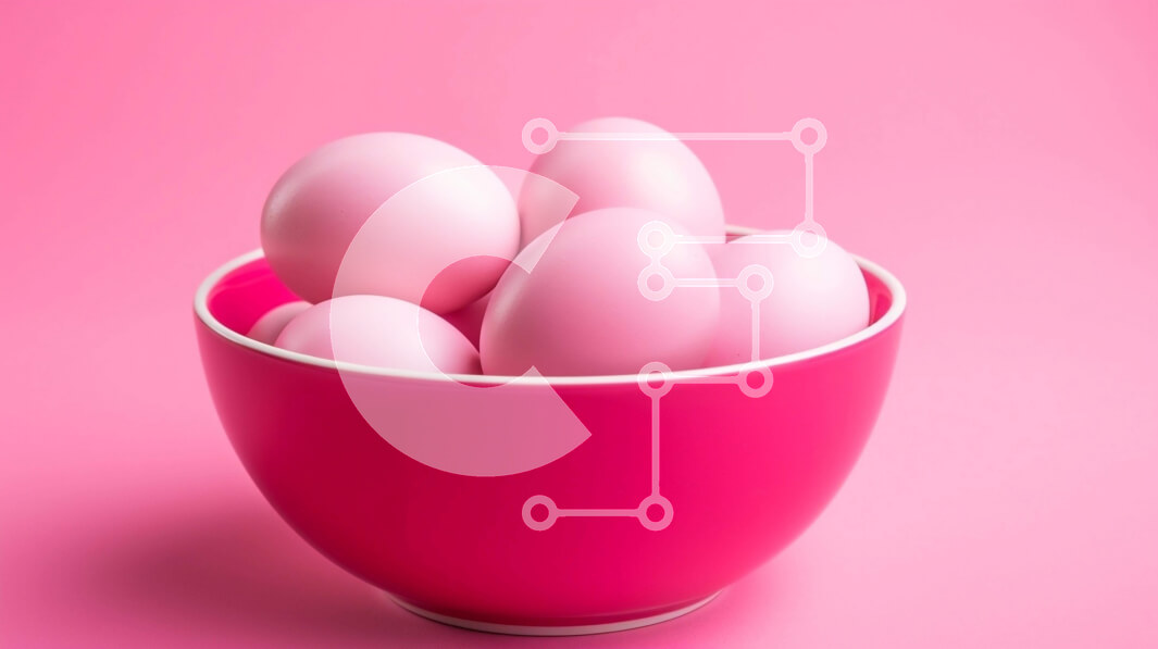 Intra Συλλεκτικό Ξύλινο Παζλ Plywood  4mm - Ροζ Πασχαλινά αυγά σε ένα μπολ Σε Ξύλινο Κουτί - Διαστάσεις Puzzle: 10x10 cm – 25 κομμάτια