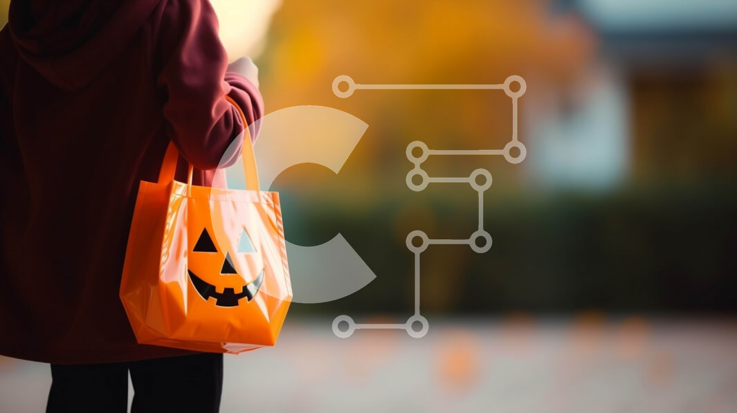 Intra Συλλεκτικό Ξύλινο Παζλ Plywood  4mm - Άτομο που κρατά αποκριάτικη τσάντα Jack-O'-Lantern Σε Ξύλινο Κουτί - Διαστάσεις: 10x10 cm – 25 κομμάτια