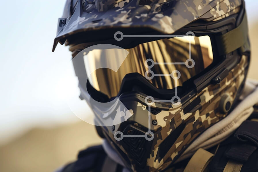 Intra Συλλεκτικό Ξύλινο Παζλ Plywood  4mm - Άτομο με εξοπλισμό παραλλαγής με στρατιωτικό κράνος και γυαλιά Σε Ξύλινο Κουτί - Διαστάσεις Puzzle: 10x10 cm – 25 κομμάτια