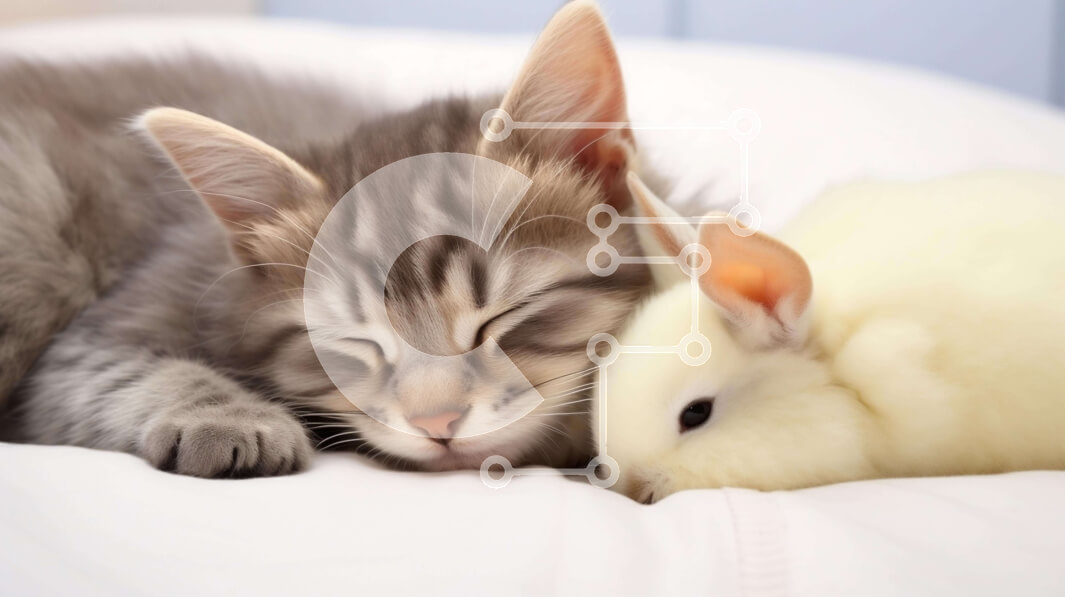 Σετ των 2 Intra Συλλεκτικό Ξύλινο Παζλ Plywood  4mm - Γάτα και κουνέλι που αγκαλιάζονται μαζί Σε Ξύλινο Κουτί - Διαστάσεις: 10x10 cm – 25 κομμάτια