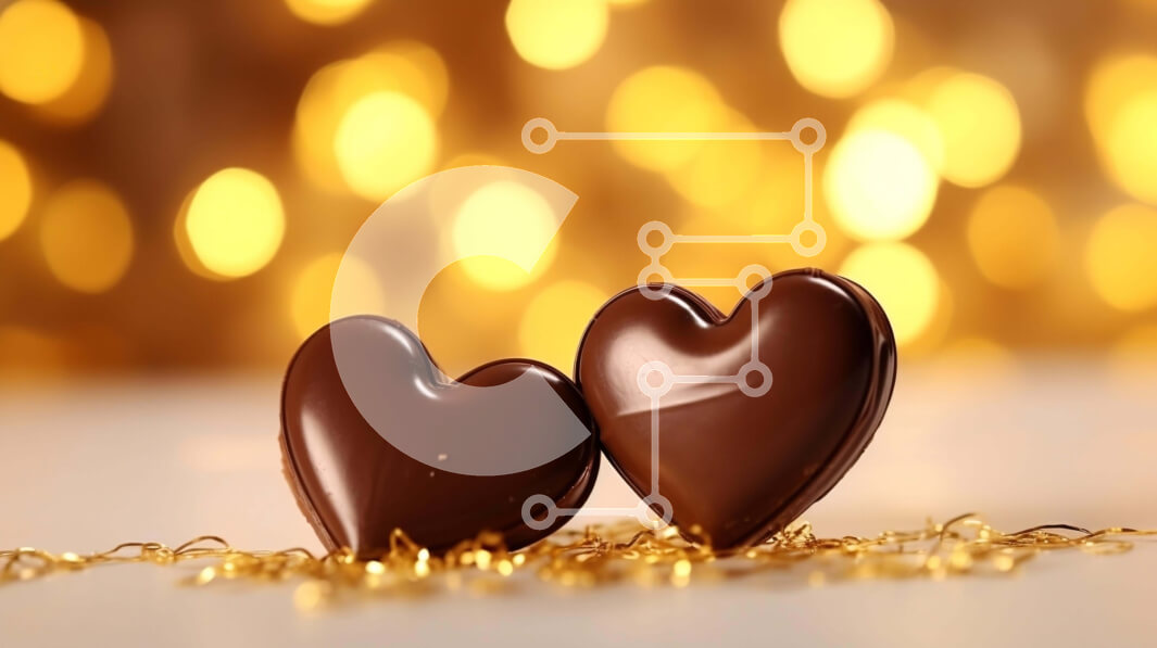 Intra Συλλεκτικό Ξύλινο Παζλ Plywood  4mm - Ρομαντικές καρδιές σοκολάτας σε χρυσό φόντο Σε Ξύλινο Κουτί - Διαστάσεις: 10x10 cm – 25 κομμάτια