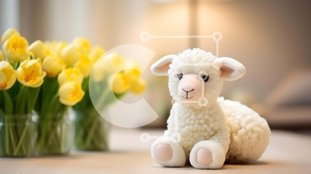 Intra Συλλεκτικό Ξύλινο Παζλ Plywood  4mm - Αρνί γεμιστό και κίτρινες τουλίπες Σε Ξύλινο Κουτί - Διαστάσεις: 10x10 cm – 25 κομμάτια