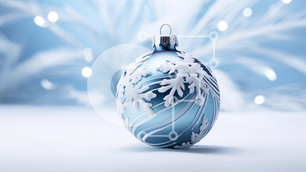 Intra Συλλεκτικό Ξύλινο Παζλ Plywood  4mm - Μπλε στολίδι με νιφάδες χιονιού σε άσπρο φόντο Σε Ξύλινο Κουτί - Διαστάσεις: 10x10 cm – 25 κομμάτια