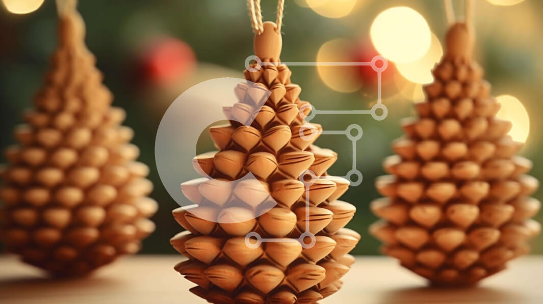 Intra Συλλεκτικό Ξύλινο Παζλ Plywood  4mm - Γιορτινά στολίδια από κουκουνάρι Σε Ξύλινο Κουτί - Διαστάσεις: 10x10 cm – 25 κομμάτια