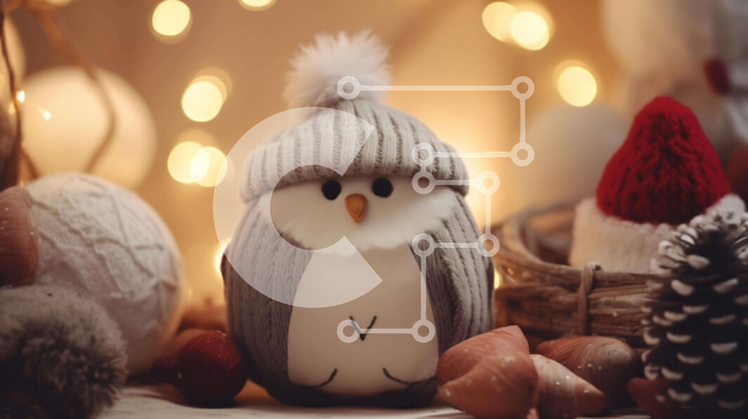 Intra Συλλεκτικό Ξύλινο Παζλ Plywood  4mm - Διακόσμηση διακοπών με κουκουβάγια και κουκουνάρια Σε Ξύλινο Κουτί - Διαστάσεις: 10x10 cm – 25 κομμάτια