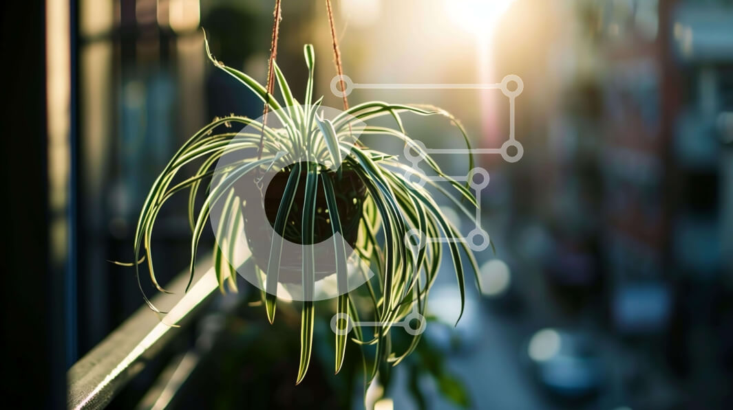 Intra Συλλεκτικό Ξύλινο Παζλ Plywood  4mm - Φυτό σε γλάστρα που κρέμεται σε εσωτερικό χώρο με αυτοκίνητα στο φόντο Σε Ξύλινο Κουτί - Διαστάσεις Puzzle: 10x10 cm – 25 κομμάτια