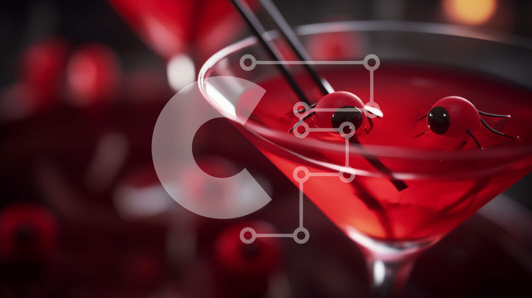 Intra Συλλεκτικό Ξύλινο Παζλ Plywood  4mm - Κόκκινο κοκτέιλ με παιχνιδιάρικες γαρνιτούρες Σε Ξύλινο Κουτί - Διαστάσεις Puzzle: 10x10 cm – 25 κομμάτια