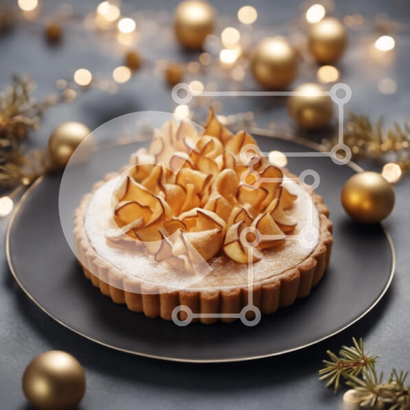 Σετ των 2 Intra Συλλεκτικό Ξύλινο Παζλ Plywood  4mm - Γιορτινή τάρτα με αμύγδαλο με χρυσά στολίδια Σε Ξύλινο Κουτί - Διαστάσεις: 10x10 cm – 25 κομμάτια