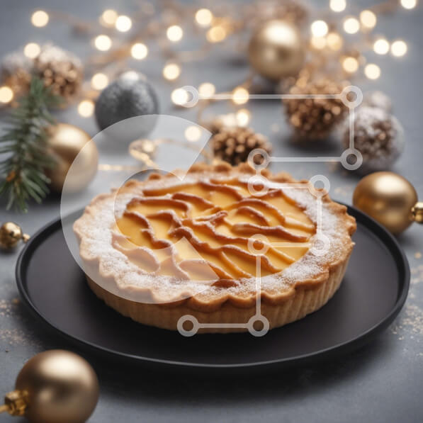 Σετ των 2 Intra Συλλεκτικό Ξύλινο Παζλ Plywood  4mm - Πορτοκαλί και κίτρινη τάρτα σε διακοσμητικό πιάτο Σε Ξύλινο Κουτί - Διαστάσεις: 10x10 cm – 25 κομμάτια