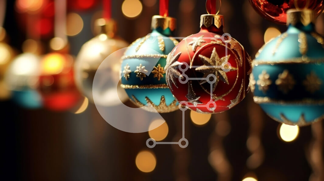 Intra Συλλεκτικό Ξύλινο Παζλ Plywood  4mm - Πολύχρωμα χριστουγεννιάτικα στολίδια που κρέμονται από το ταβάνι Σε Ξύλινο Κουτί - Διαστάσεις: 10x10 cm – 25 κομμάτια