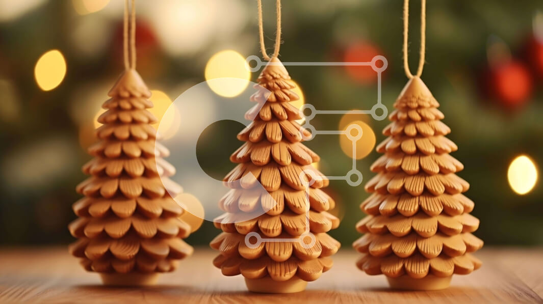 Intra Συλλεκτικό Ξύλινο Παζλ Plywood  4mm - Χριστουγεννιάτικα στολίδια σε ξύλινο τραπέζι με κορδέλες Σε Ξύλινο Κουτί - Διαστάσεις: 10x10 cm – 25 κομμάτια