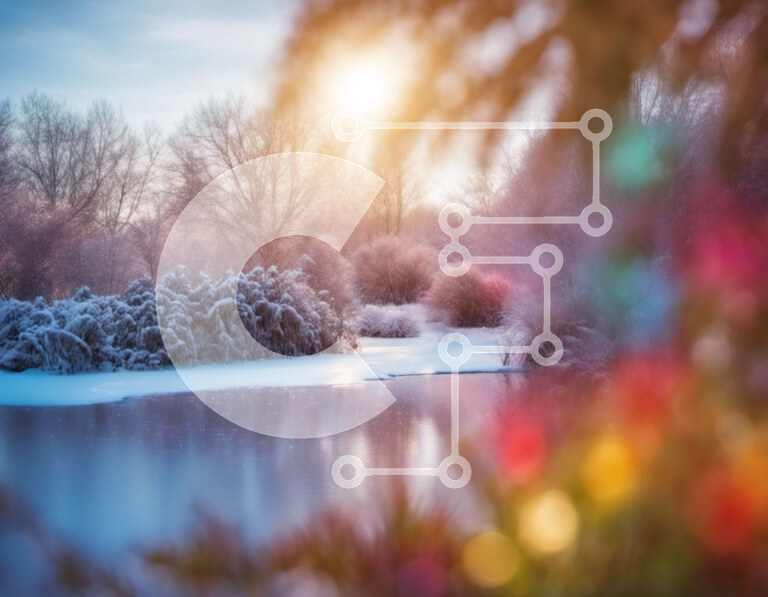 Intra Συλλεκτικό Ξύλινο Παζλ Plywood  4mm - Χειμερινό τοπίο με χιονισμένα δέντρα και νερό Σε Ξύλινο Κουτί - Διαστάσεις: 10x10 cm – 25 κομμάτια