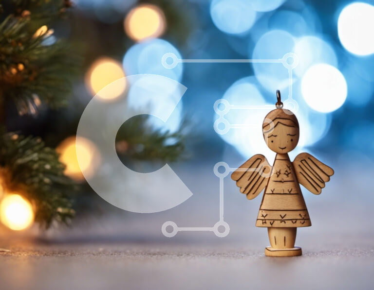 Intra Συλλεκτικό Ξύλινο Παζλ Plywood  4mm - Ξύλινο ειδώλιο αγγέλου με φωτάκια χριστουγεννιάτικου δέντρου Σε Ξύλινο Κουτί - Διαστάσεις Puzzle: 10x10 cm – 25 κομμάτια