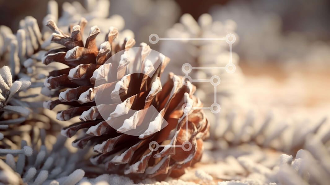 Intra Συλλεκτικό Ξύλινο Παζλ Plywood  4mm - Χιονισμένος κουκουνάρι σε ένα χειμερινό δάσος Σε Ξύλινο Κουτί - Διαστάσεις: 10x10 cm – 25 κομμάτια