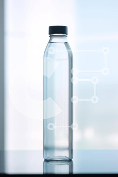 Intra Συλλεκτικό Ξύλινο Παζλ Plywood  4mm - Άδειο διαφανές μπουκάλι σε γυάλινο τραπέζι Σε Ξύλινο Κουτί - Διαστάσεις Puzzle: 10x10 cm – 25 κομμάτια