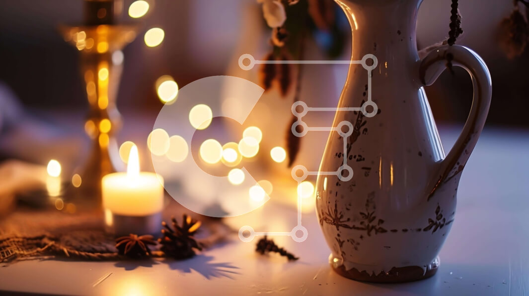 Intra Συλλεκτικό Ξύλινο Παζλ Plywood  4mm - Στολισμοί γιορτινού τραπεζιού με κεριά και κουκουνάρια Σε Ξύλινο Κουτί - Διαστάσεις Puzzle: 10x10 cm – 25 κομμάτια