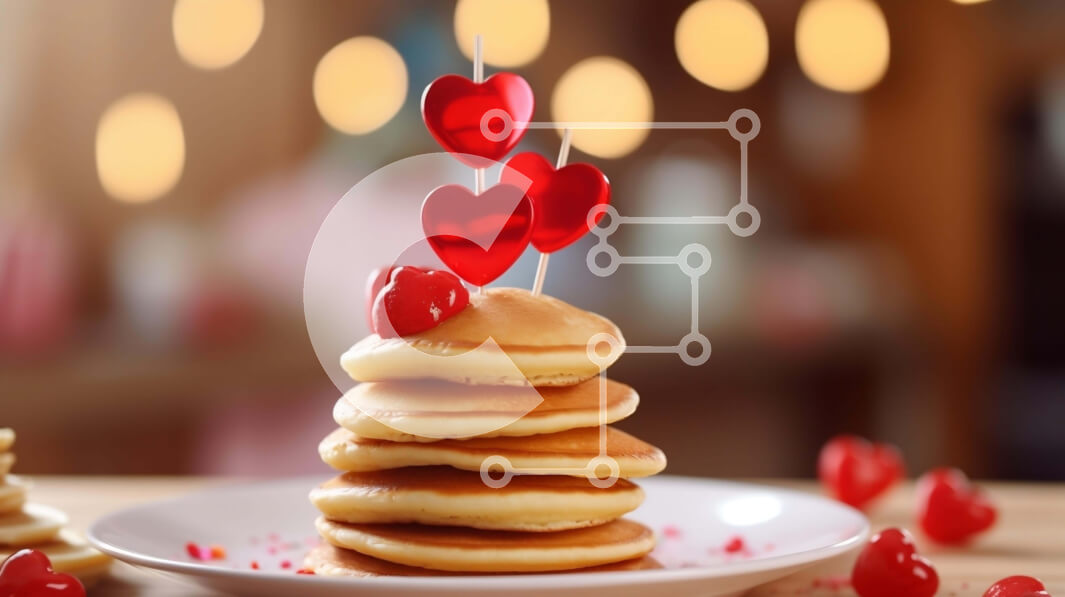 Σετ των 2 Intra Συλλεκτικό Ξύλινο Παζλ Plywood  4mm - Τηγανίτες του Αγίου Βαλεντίνου με στολίδια σε σχήμα καρδιάς Σε Ξύλινο Κουτί - Διαστάσεις: 10x10 cm – 25 κομμάτια