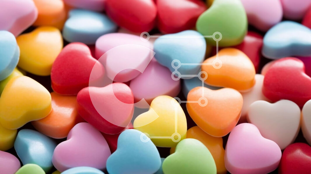 Intra Συλλεκτικό Ξύλινο Παζλ Plywood  4mm - Πολύχρωμες καραμέλες σε σχήμα καρδιάς για την Ημέρα του Αγίου Βαλεντίνου και τις γιορτές Σε Ξύλινο Κουτί - Διαστάσεις: 10x10 cm – 25 κομμάτια