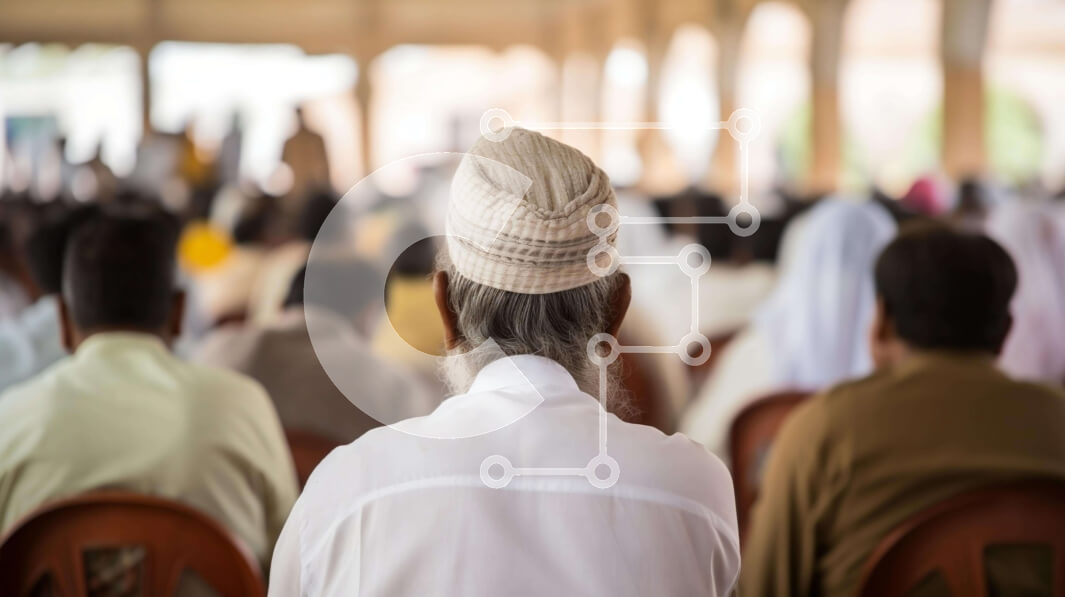 Intra Συλλεκτικό Ξύλινο Παζλ Plywood  4mm - Ομάδα ανθρώπων που κάθονται σε καρέκλες φορώντας λευκά καπέλα Σε Ξύλινο Κουτί - Διαστάσεις Puzzle: 10x10 cm – 25 κομμάτια