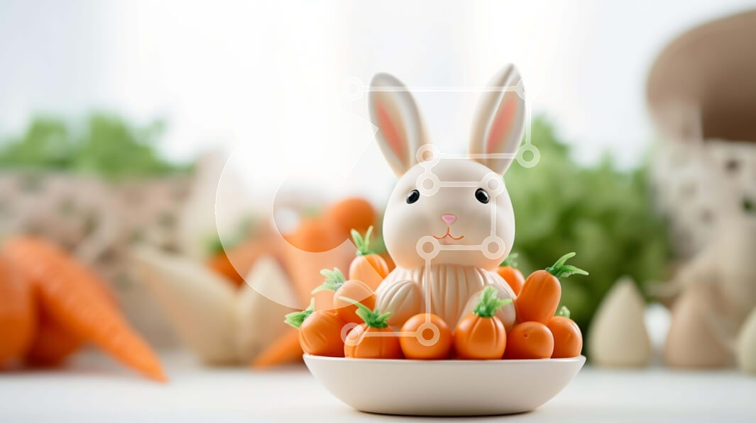 Intra Συλλεκτικό Ξύλινο Παζλ Plywood  4mm - Λευκό ειδώλιο λαγουδάκι με καρότα Σε Ξύλινο Κουτί - Διαστάσεις: 10x10 cm – 25 κομμάτια