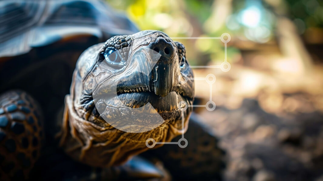 Σετ των 2 Intra Συλλεκτικό Ξύλινο Παζλ Plywood  4mm - Κοντινό πλάνο μιας ενήλικης χελώνας που κοιτάζει την κάμερα Σε Ξύλινο Κουτί - Διαστάσεις: 10x10 cm – 25 κομμάτια