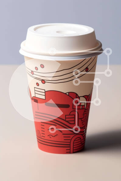 Σετ των 2 Intra Συλλεκτικό Ξύλινο Παζλ Plywood  4mm - Κόκκινο και άσπρο φλιτζάνι καφέ σε ημιτελές επιτραπέζιο τραπέζι Σε Ξύλινο Κουτί - Διαστάσεις: 10x10 cm – 25 κομμάτια