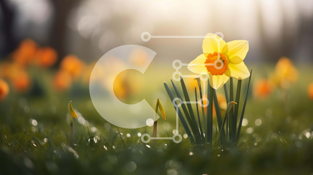 Intra Συλλεκτικό Ξύλινο Παζλ Plywood  4mm - Κίτρινο λουλούδι ασφόδελου στην πράσινη χλόη Σε Ξύλινο Κουτί - Διαστάσεις: 10x10 cm – 25 κομμάτια