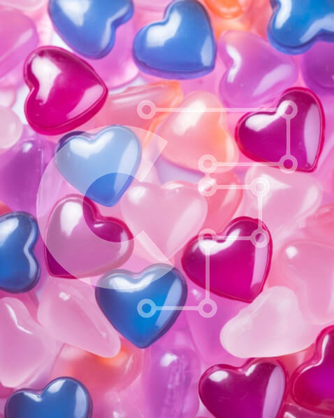 Intra Συλλεκτικό Ξύλινο Παζλ Plywood  4mm - Πολύχρωμες πλαστικές χάντρες σε σχήμα καρδιάς στο τραπέζι Σε Ξύλινο Κουτί - Διαστάσεις: 10x10 cm – 25 κομμάτια