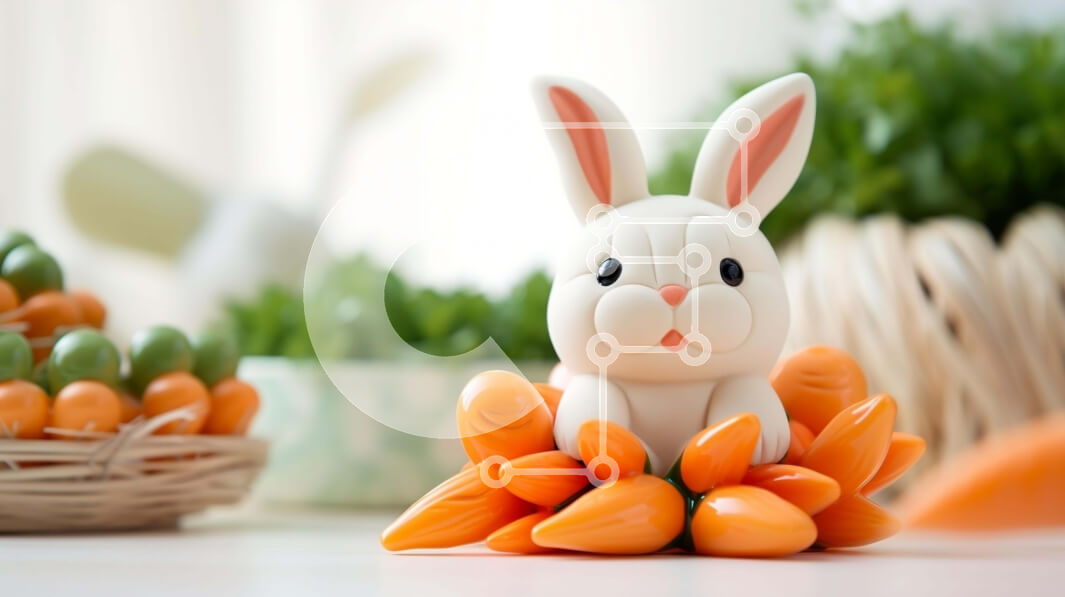 Intra Συλλεκτικό Ξύλινο Παζλ Plywood  4mm - Ειδώλιο Πασχαλινό λαγουδάκι με καρότα και φυτά σε γλάστρες Σε Ξύλινο Κουτί - Διαστάσεις: 10x10 cm – 25 κομμάτια