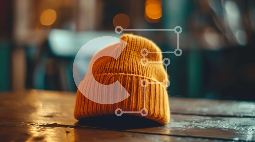 Intra Συλλεκτικό Ξύλινο Παζλ Plywood  4mm - Κίτρινο πλεκτό Beanie σε παλιό ξύλινο τραπέζι Σε Ξύλινο Κουτί - Διαστάσεις Puzzle: 10x10 cm – 25 κομμάτια