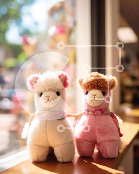 Intra Συλλεκτικό Ξύλινο Παζλ Plywood  4mm - Δύο χαριτωμένα γεμιστά αλπακά που κάθονται σε ένα περβάζι παραθύρου Σε Ξύλινο Κουτί - Διαστάσεις Puzzle: 10x10 cm – 25 κομμάτια