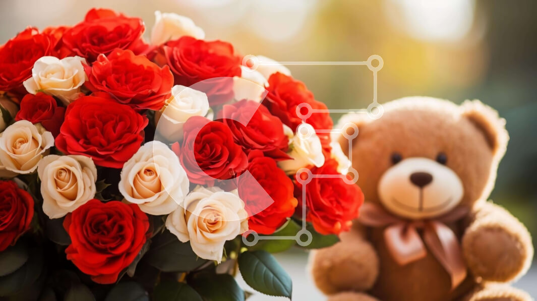 Intra Συλλεκτικό Ξύλινο Παζλ Plywood  4mm - Αρκουδάκι με κόκκινα τριαντάφυλλα Σε Ξύλινο Κουτί - Διαστάσεις: 10x10 cm – 25 κομμάτια