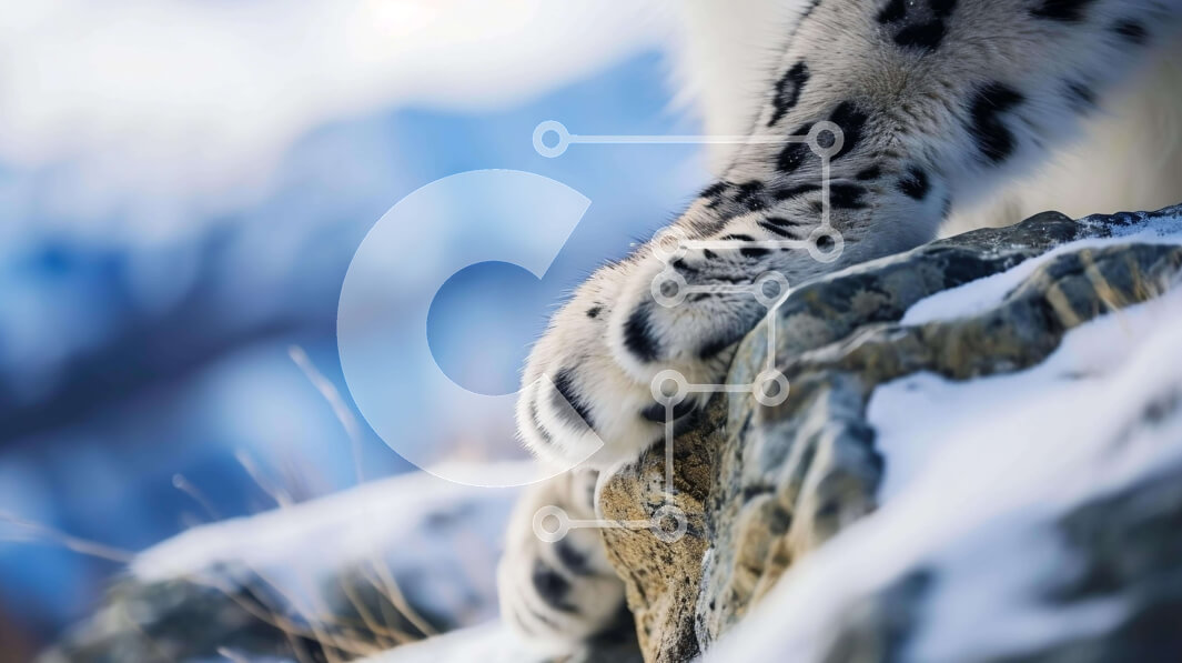 Intra Συλλεκτικό Ξύλινο Παζλ Plywood  4mm - Snow Leopard Paws σε Snowy Rocks Σε Ξύλινο Κουτί - Διαστάσεις: 10x10 cm – 25 κομμάτια