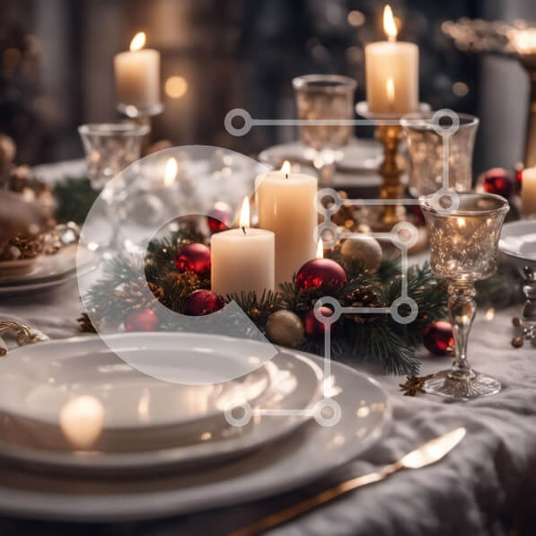 Intra Συλλεκτικό Ξύλινο Παζλ Plywood  4mm - Στάσιμο γιορτινό τραπέζι με κεριά και στολίδια Σε Ξύλινο Κουτί - Διαστάσεις: 10x10 cm – 25 κομμάτια