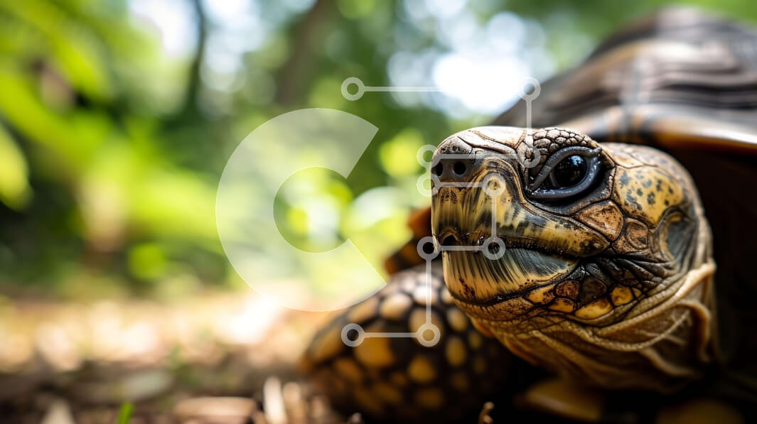 Σετ των 2 Intra Συλλεκτικό Ξύλινο Παζλ Plywood  4mm - Γκρο πλαν φωτογραφία μιας χελώνας που στηρίζεται στο γρασίδι Σε Ξύλινο Κουτί - Διαστάσεις: 10x10 cm – 25 κομμάτια