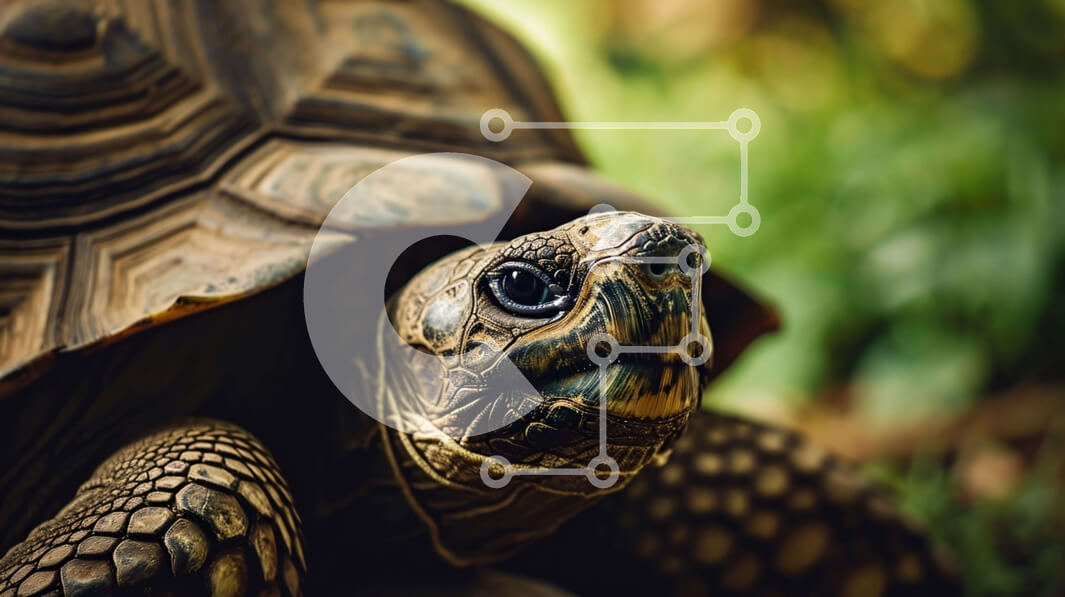 Σετ των 2 Intra Συλλεκτικό Ξύλινο Παζλ Plywood  4mm - Κοντινό πλάνο μιας χελώνας στο φυσικό της περιβάλλον Σε Ξύλινο Κουτί - Διαστάσεις: 10x10 cm – 25 κομμάτια