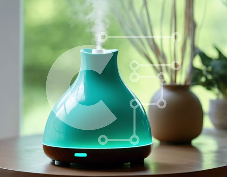 Intra Συλλεκτικό Ξύλινο Παζλ Plywood  4mm - Μοντέρνος διαχύτης κιρκίρι με ομίχλη σε γαλήνιο εσωτερικό περιβάλλον Σε Ξύλινο Κουτί - Διαστάσεις: 10x10 cm – 25 κομμάτια