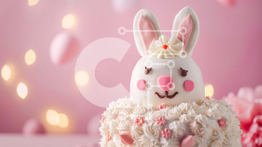 Intra Συλλεκτικό Ξύλινο Παζλ Plywood  4mm - Πασχαλινό κέικ λαγουδάκι με λευκό παγωμένο και ροζ φοντάν Σε Ξύλινο Κουτί - Διαστάσεις: 10x10 cm – 25 κομμάτια