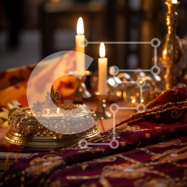 Intra Συλλεκτικό Ξύλινο Παζλ Plywood  4mm - Κεριά και κηροπήγια σε τραπέζι για θρησκευτική τελετή Σε Ξύλινο Κουτί - Διαστάσεις Puzzle: 10x10 cm – 25 κομμάτια