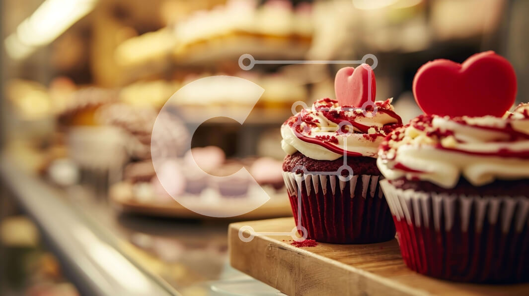 Σετ των 2 Intra Συλλεκτικό Ξύλινο Παζλ Plywood  4mm - Red Frosted Cupcakes με διακοσμητικά σε σχήμα καρδιάς Σε Ξύλινο Κουτί - Διαστάσεις: 10x10 cm – 25 κομμάτια