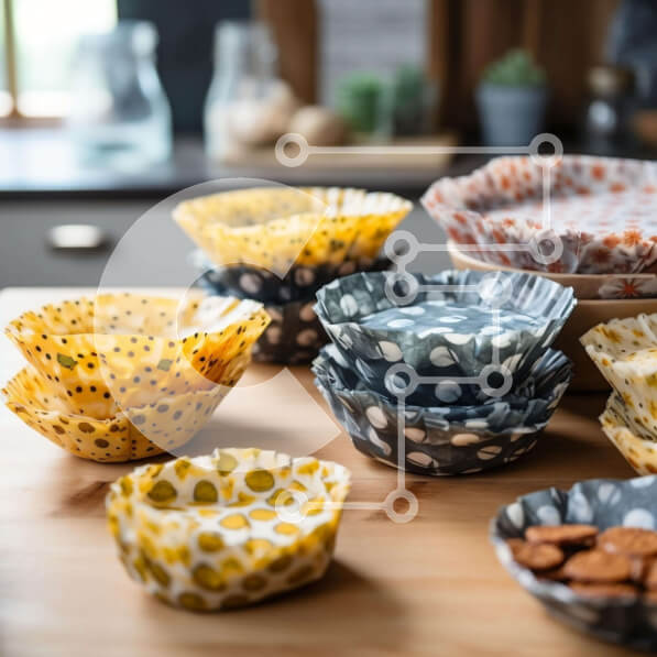 Σετ των 2 Intra Συλλεκτικό Ξύλινο Παζλ Plywood  4mm - Διάφορα σνακ και μπολ σε ένα ξύλινο τραπέζι Σε Ξύλινο Κουτί - Διαστάσεις: 10x10 cm – 25 κομμάτια